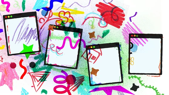 Crayons, markers, graffiti
